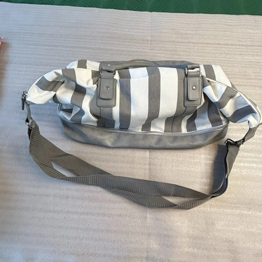Ulta Striped Duffle Travel Bag w/Shoe Compartment